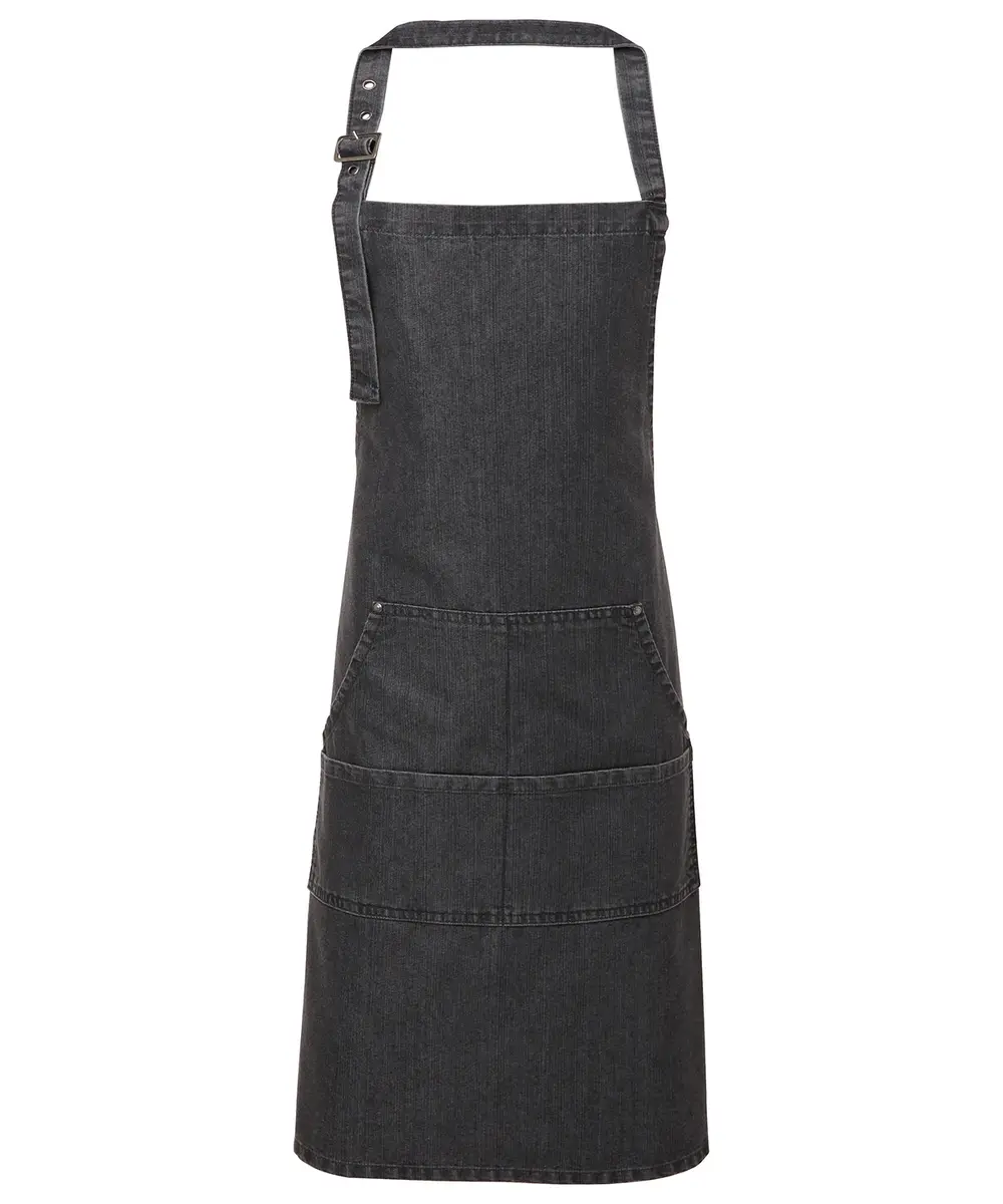 Jeans Stitch Bib Apron Black Denim