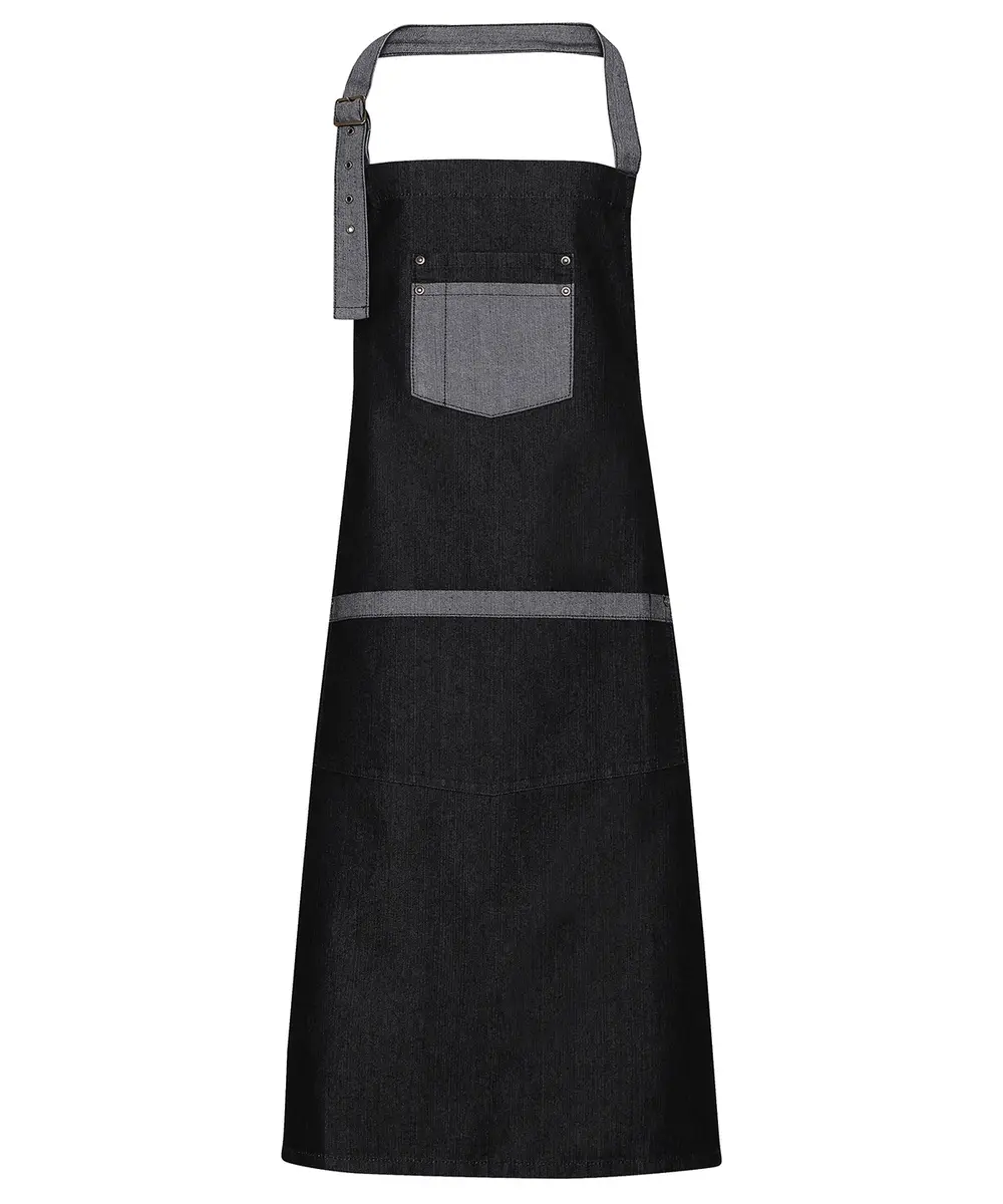 Domain Contrast Denim Bib Apron Black Denim