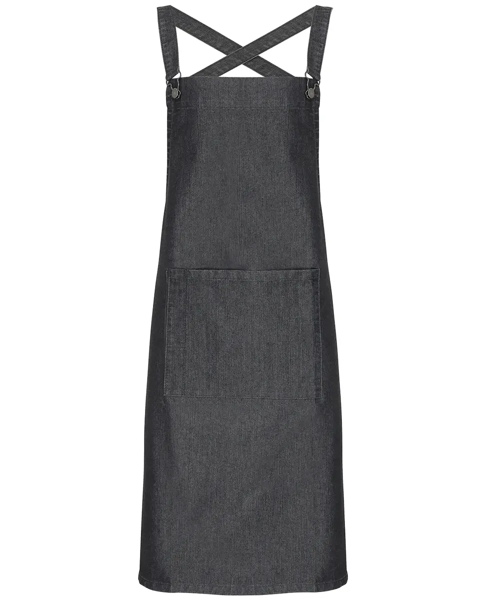 Cross Back 'barista' Bib Apron Black Denim