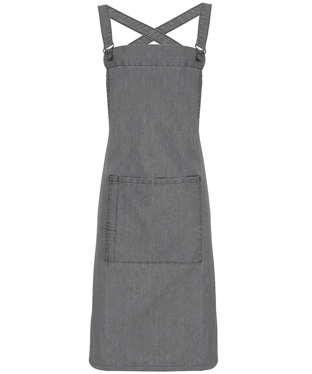 Cross Back 'barista' Bib Apron Grey Denim