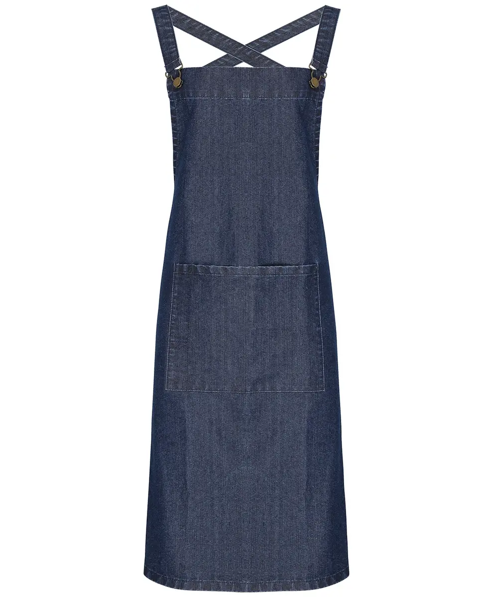 Cross Back 'barista' Bib Apron Indigo Denim