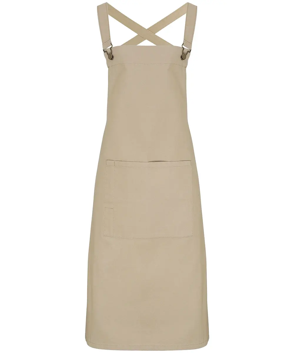 Cross Back 'barista' Bib Apron Khaki