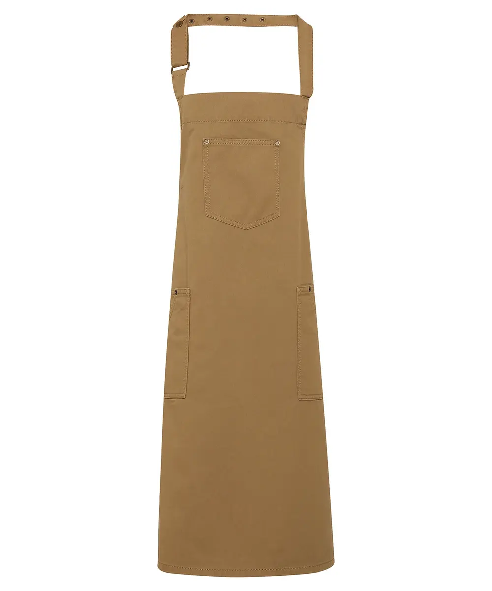 Chino Cotton Bib Apron Khaki