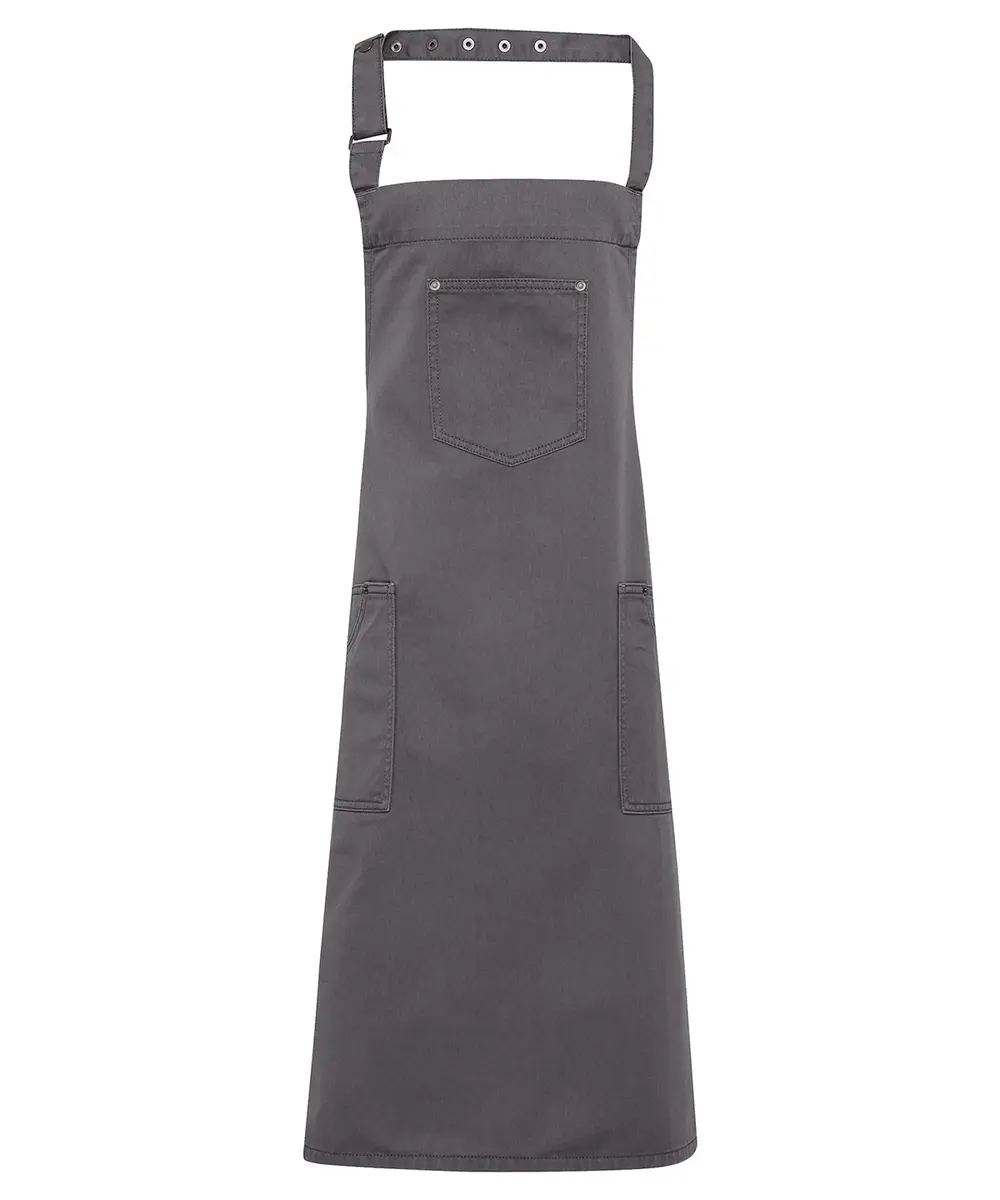 Chino Cotton Bib Apron Steel