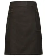 Division Waxed-look Denim Waist Apron Black Tan Denim