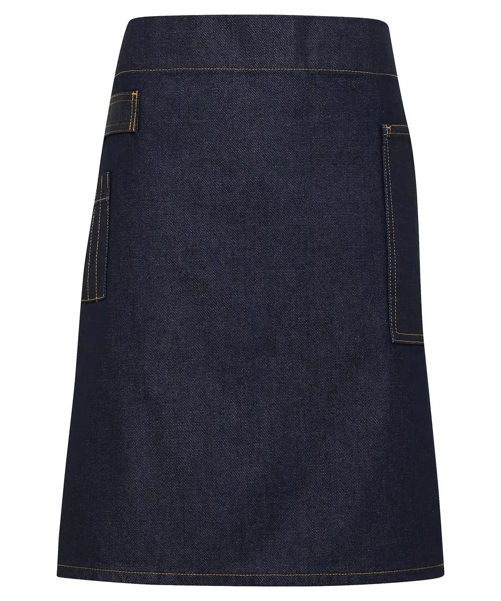 Division Waxed-look Denim Waist Apron Indigo Denim