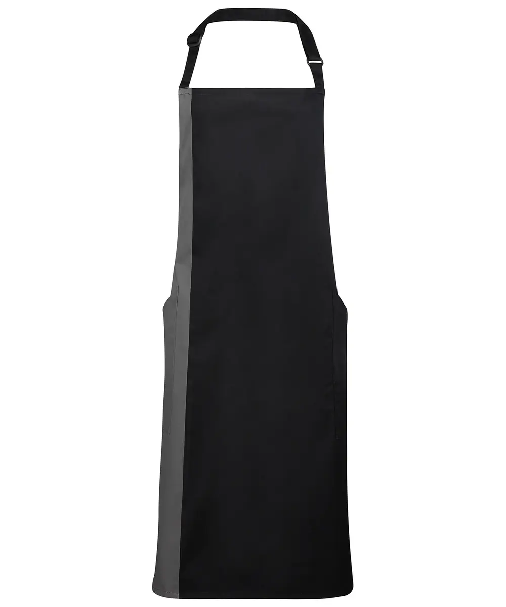 Contrast Bib Apron Black Dark Grey