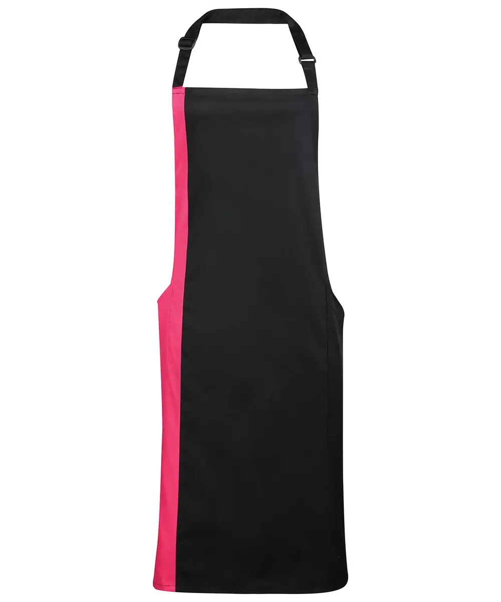 Contrast Bib Apron Black Hot Pink