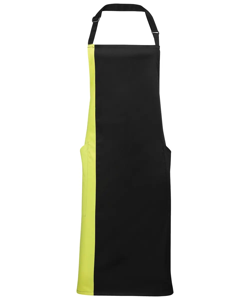 Contrast Bib Apron Black Lime