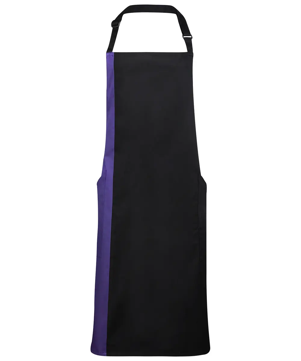 Contrast Bib Apron Black Purple
