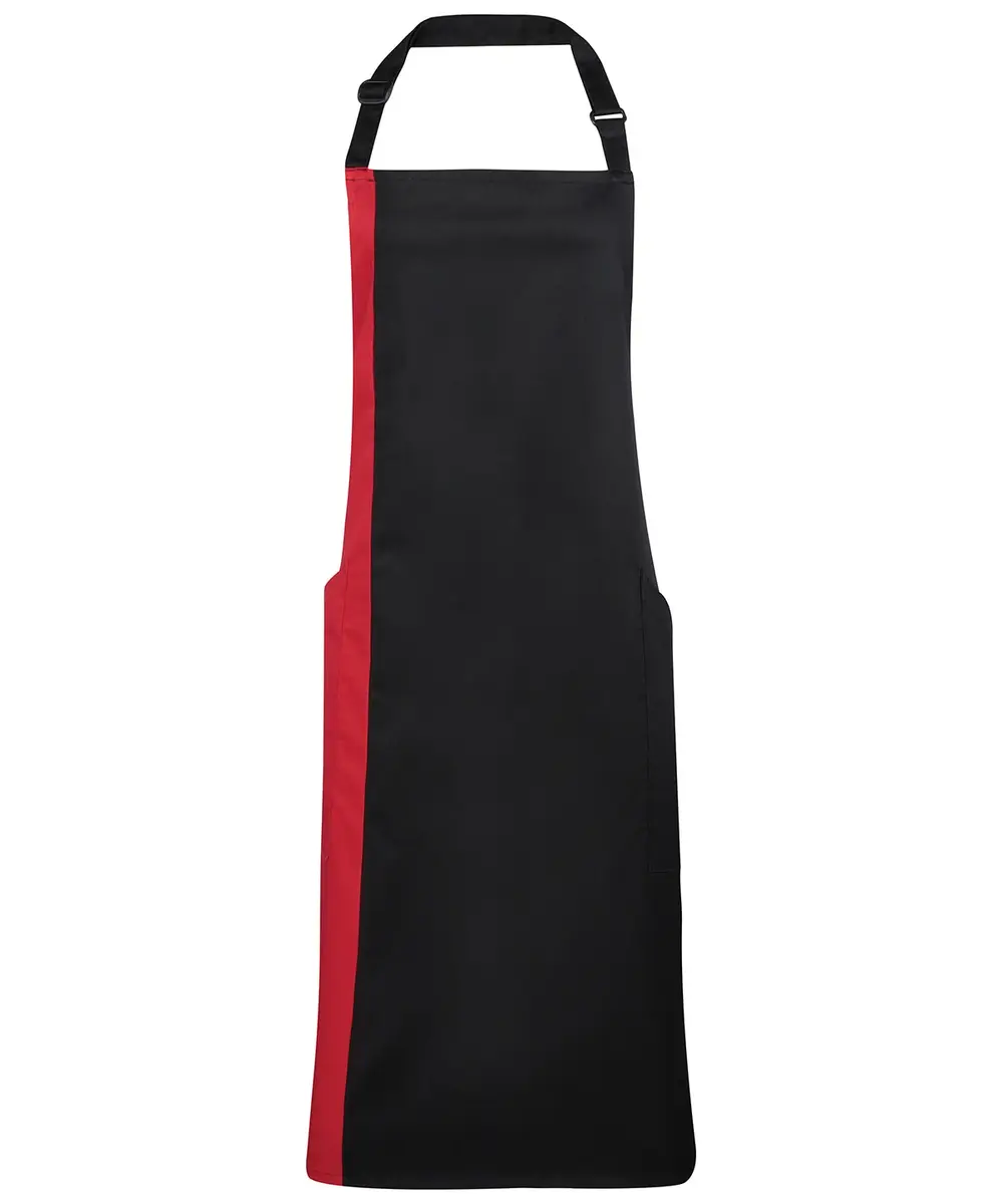 Contrast Bib Apron Black Red