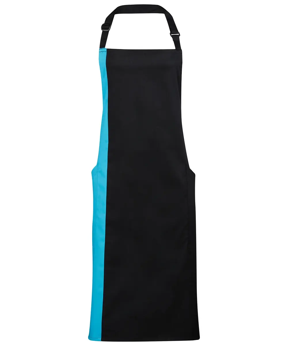 Contrast Bib Apron Black Turquoise