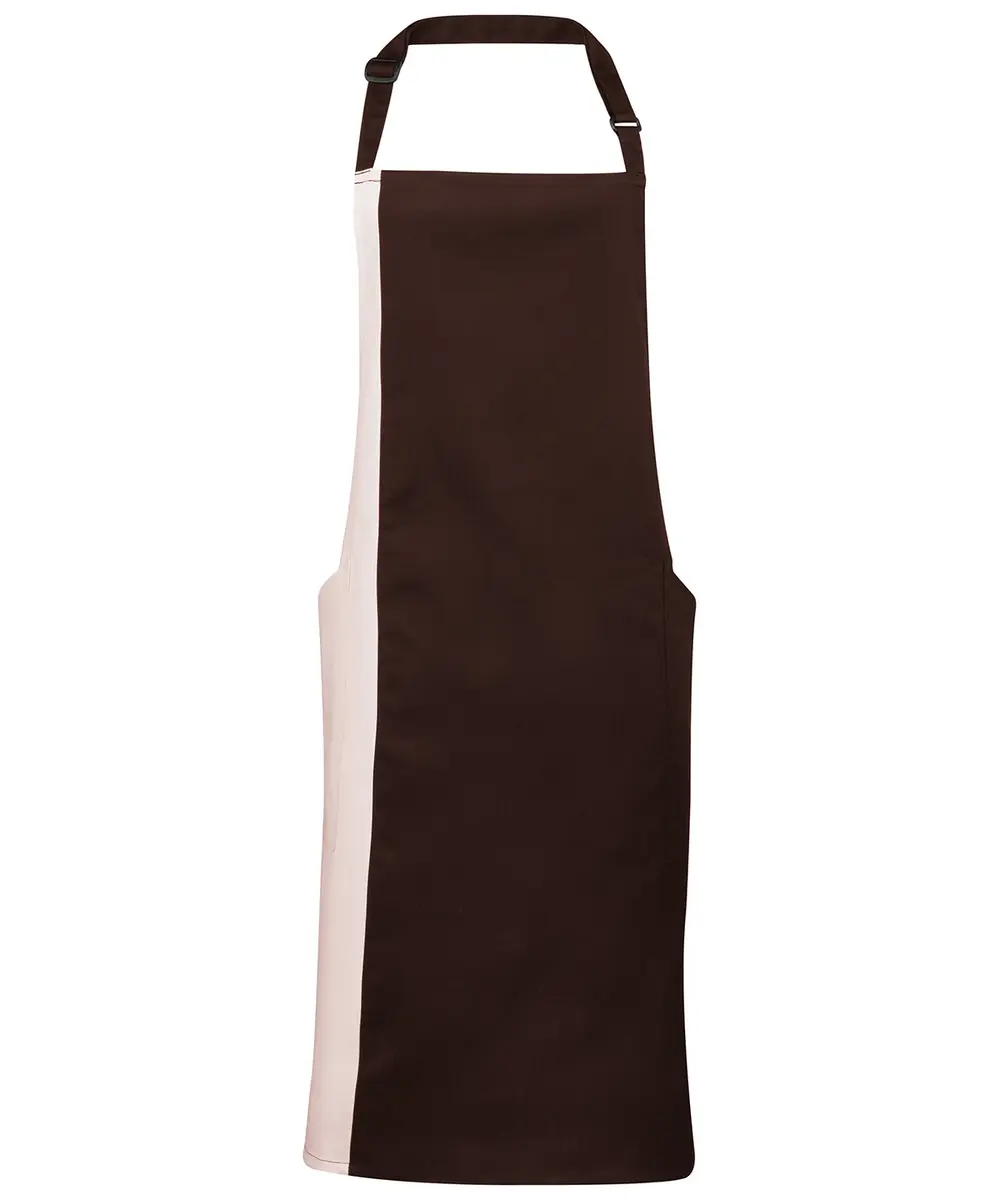 Contrast Bib Apron Brown Natural