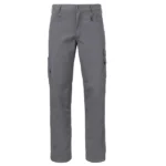 Waistpants with many functional pockets. Side pockets. Double leg pockets on the left side, both with flaps and Velcro closure. Folding rule pocket on the right side. Back pockets with flap and Velcro closure. C42-C64, by unpicking the red stitching at the hem the trousers can be lengthened by 5 cm.