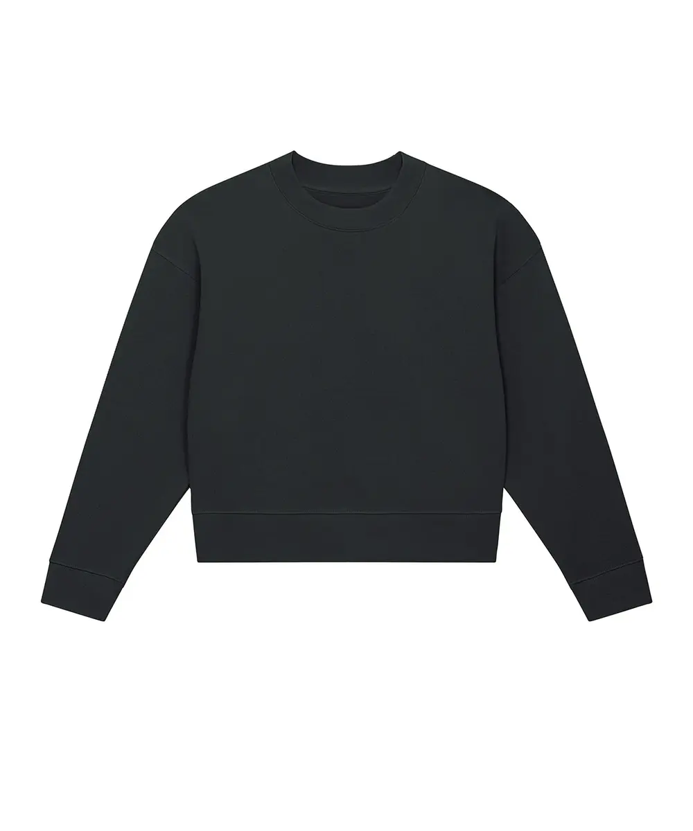 Stella Cropster Wave Terry Women's Cropped Crew Neck Sweatshirt (STSW874) Black