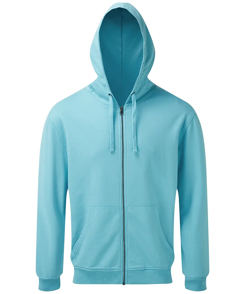Men's Coastal Vintage Wash Loop Back Zip Through Hoodie Bright Ocean