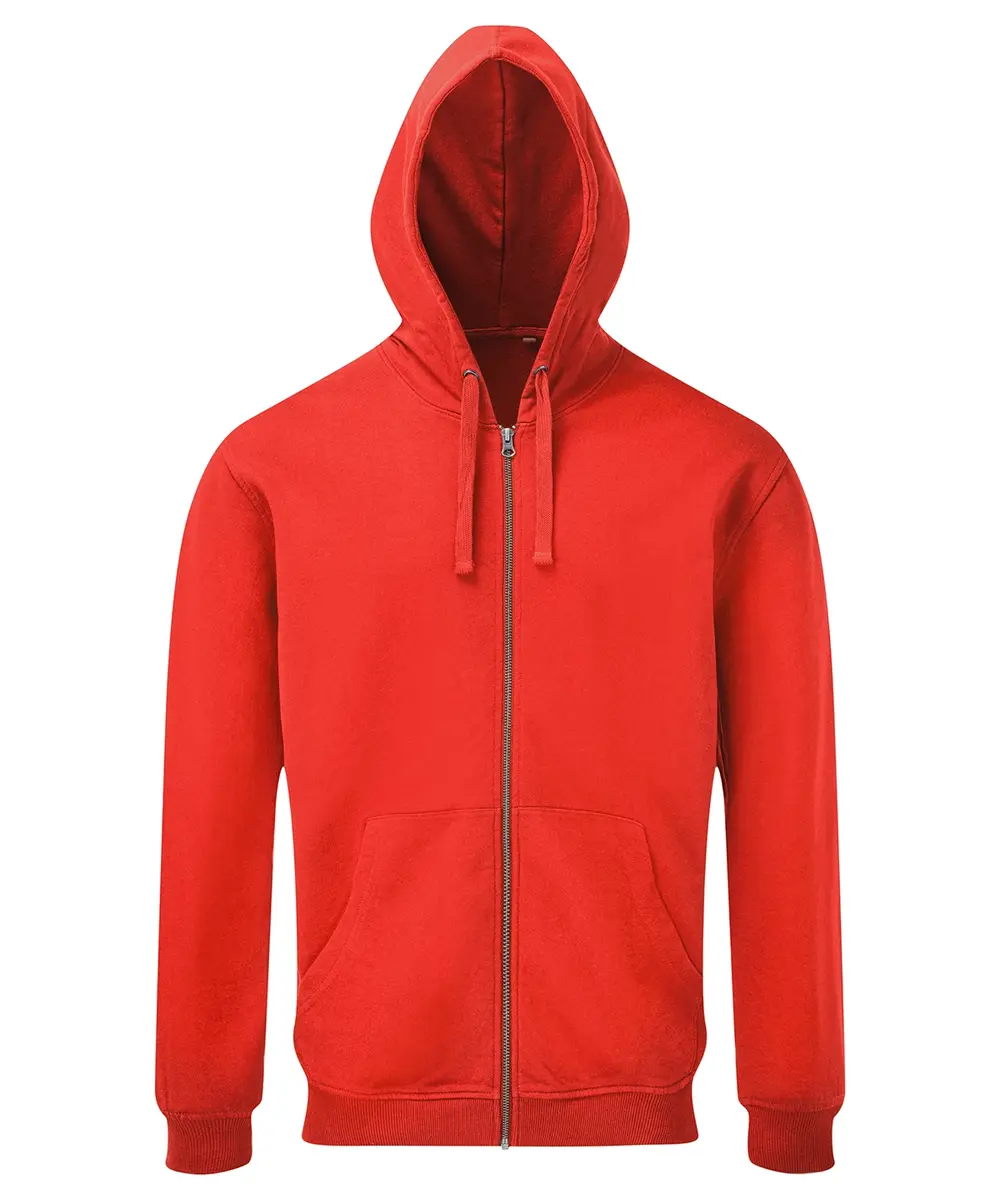 Men's Coastal Vintage Wash Loop Back Zip Through Hoodie Paprika