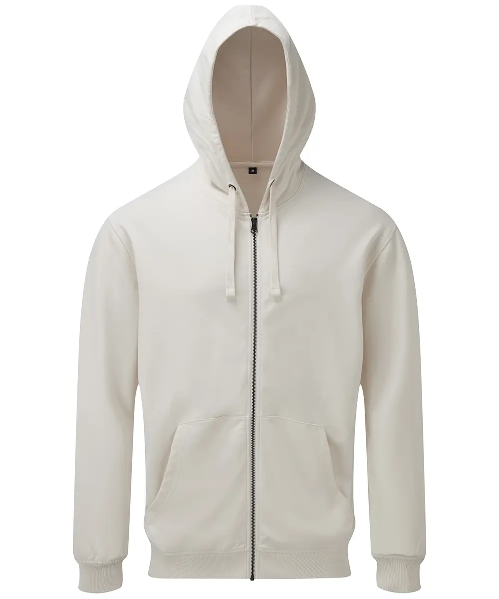 Men's Coastal Vintage Wash Loop Back Zip Through Hoodie Vintage White
