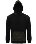 Men's Camo Trimmed Hoodie Black Green Camo