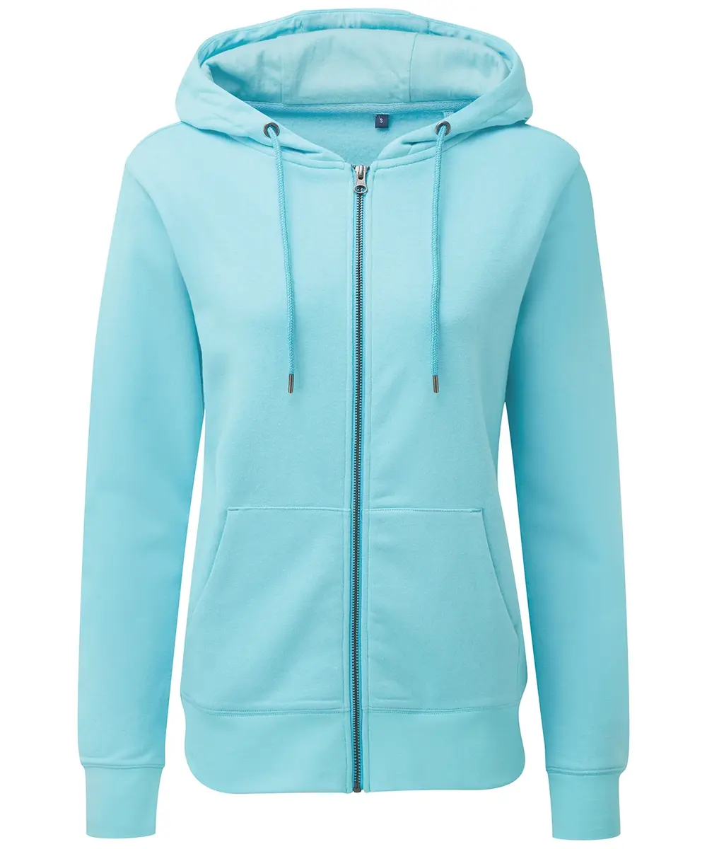 Women's Zip-through Organic Hoodie Bright Ocean