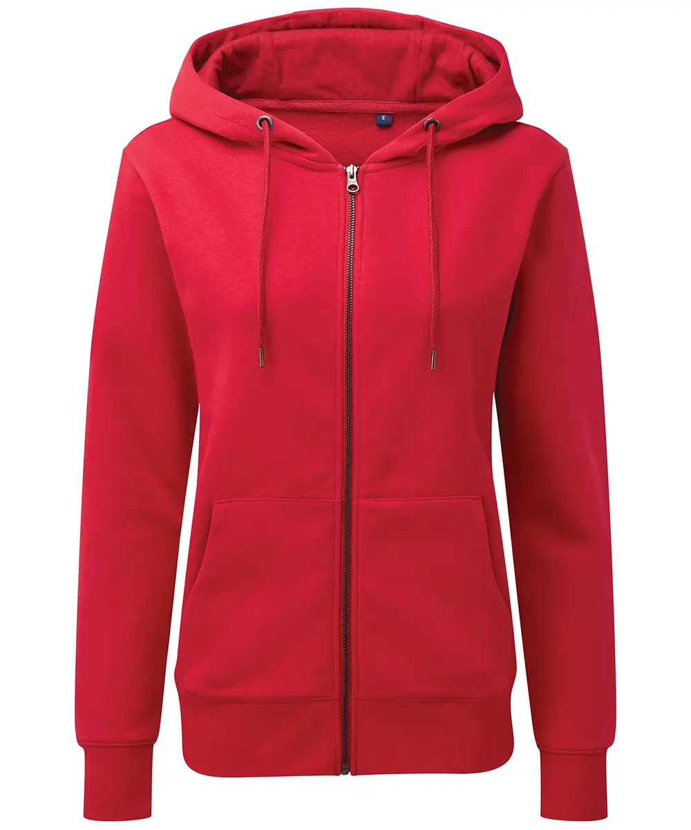 Women's Zip-through Organic Hoodie Cherry Red