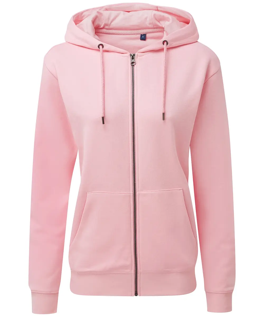 Women's Zip-through Organic Hoodie Soft Pink