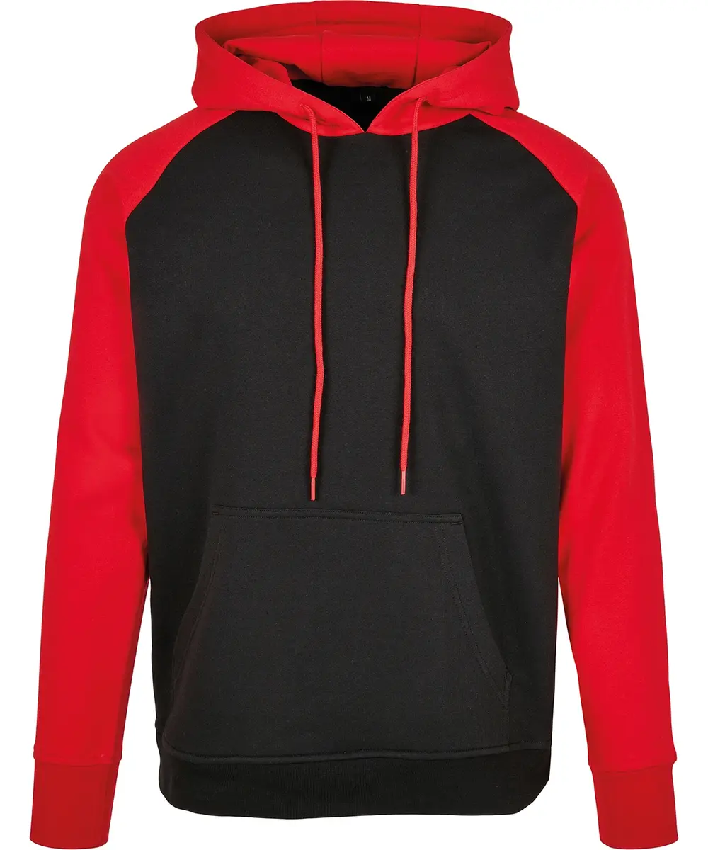 Basic Raglan Hoodie Black Red