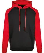 Basic Raglan Hoodie Black Red