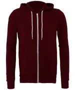 Unisex Polycotton Fleece Full-zip Hoodie - Maroon, XS Maroon