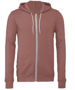 Unisex Polycotton Fleece Full-zip Hoodie - Mauve, XS Mauve