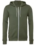Unisex Polycotton Fleece Full-zip Hoodie - Military Green, XS Military Green