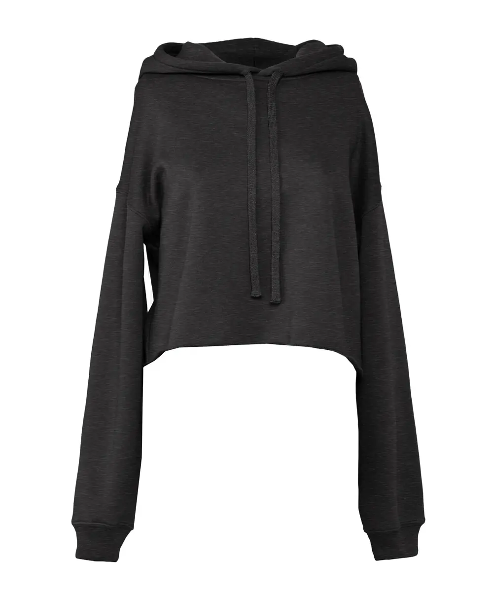 Women's Cropped Fleece Hoodie Dark Grey Heather
