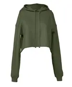 Women's Cropped Fleece Hoodie Military Green