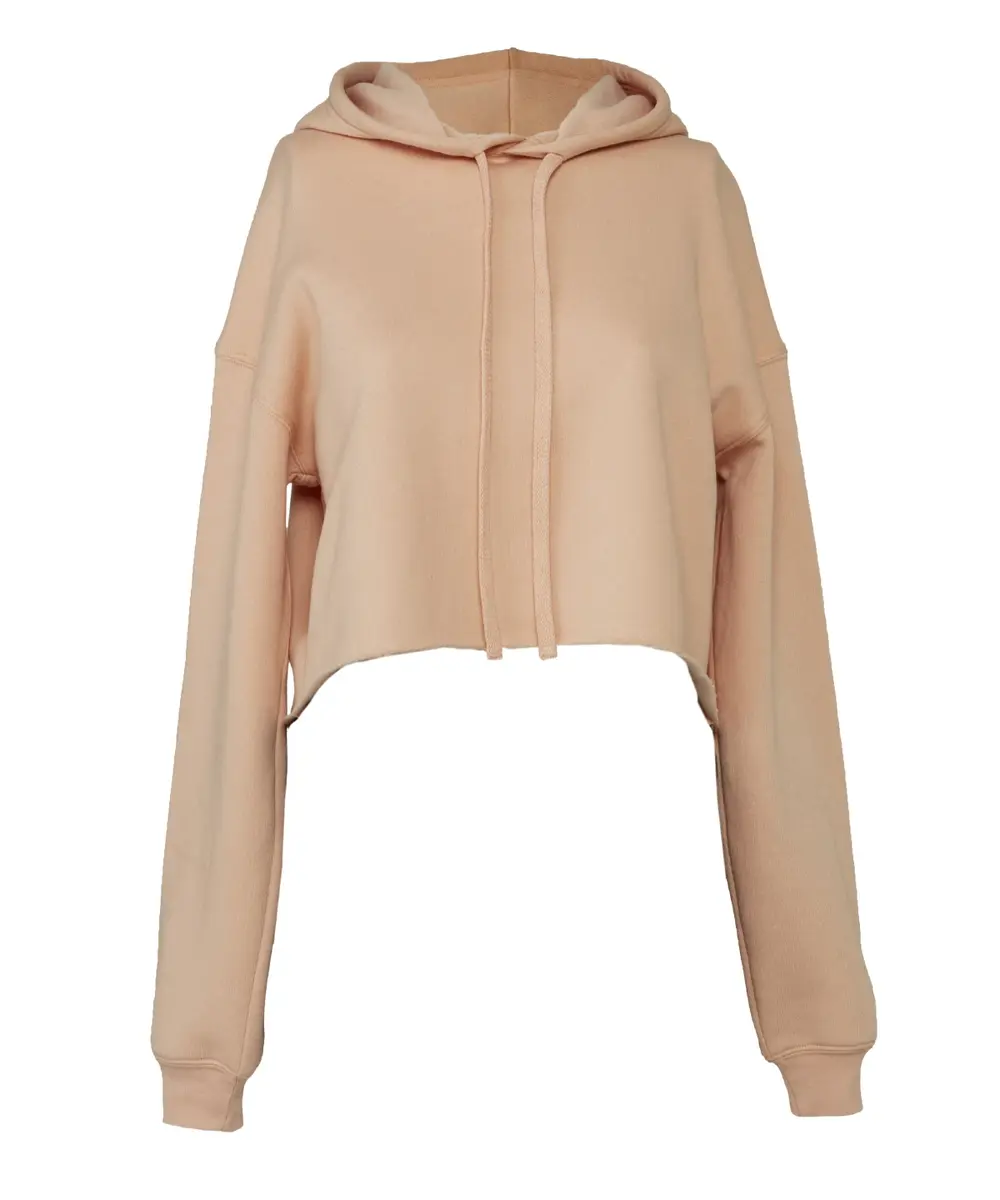 Women's Cropped Fleece Hoodie Peach