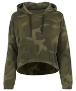 Women's Camo Cropped Hoodie Olive Camo