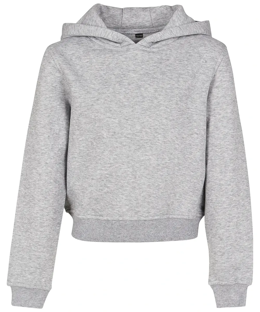 Girls Cropped Sweat Hoodie Heather Grey
