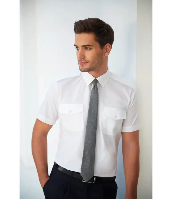 Orion Slim Fit Short Sleeved Pilot Shirt orion slim fit s s pilot shirt poly rich p5115 16524_image