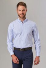 Lawrence Stretch Oxford Shirt blue stripe_ cassino navy check