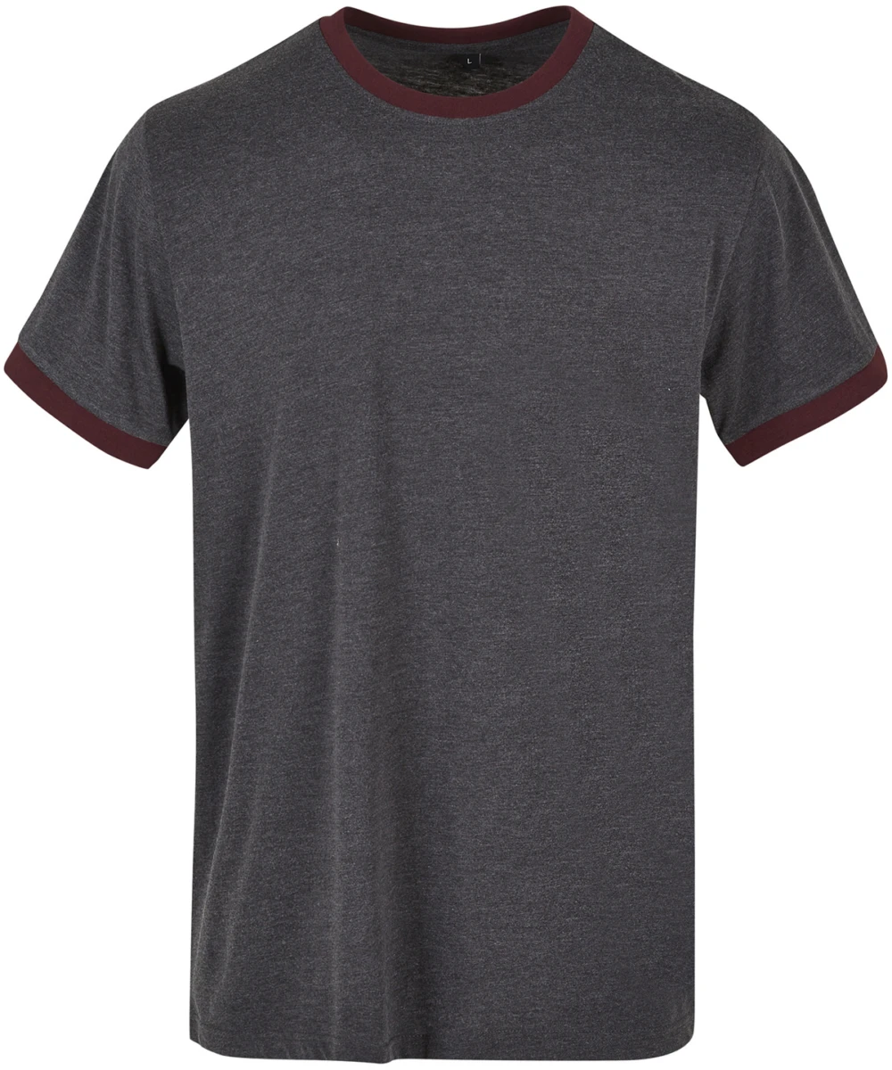 Ringer Tee Charcoal Cherry
