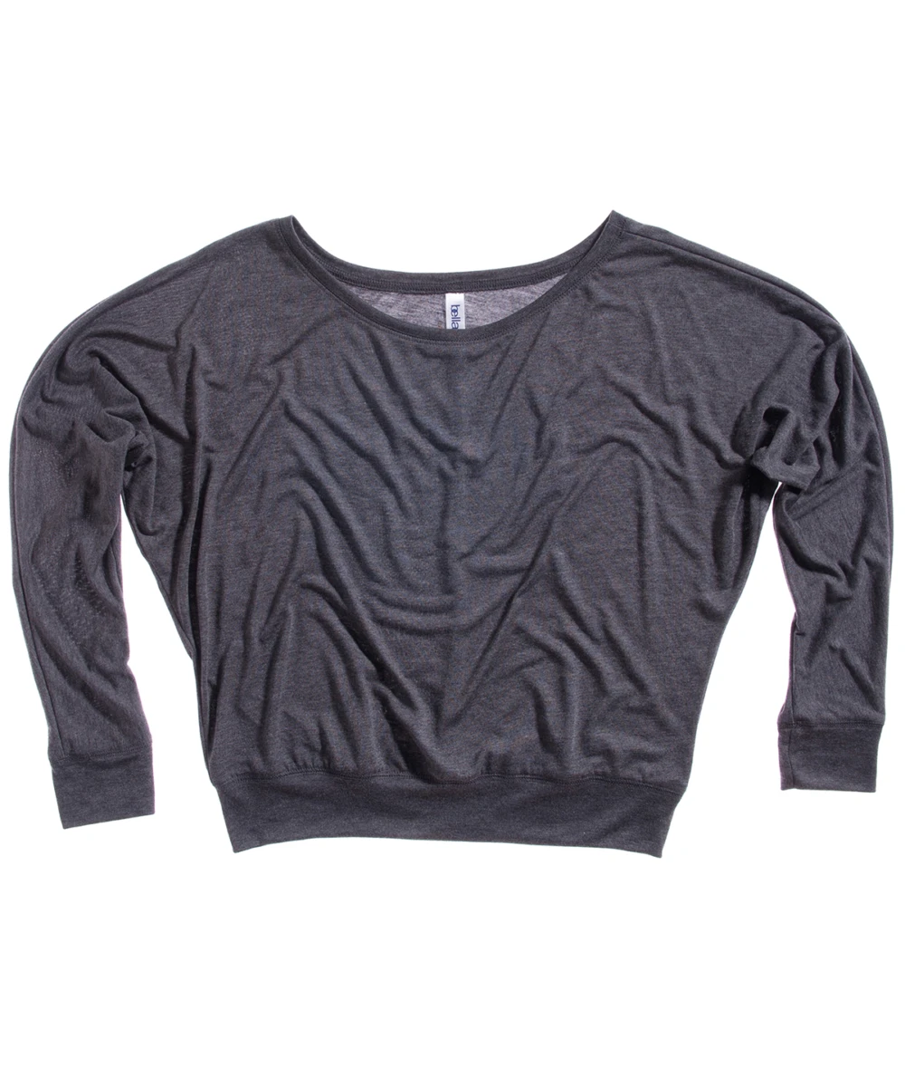 Flowy Off-the-shoulder Long Sleeve T-Shirt Dark Grey Heather