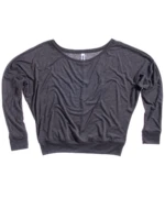 Flowy Off-the-shoulder Long Sleeve T-Shirt Dark Grey Heather