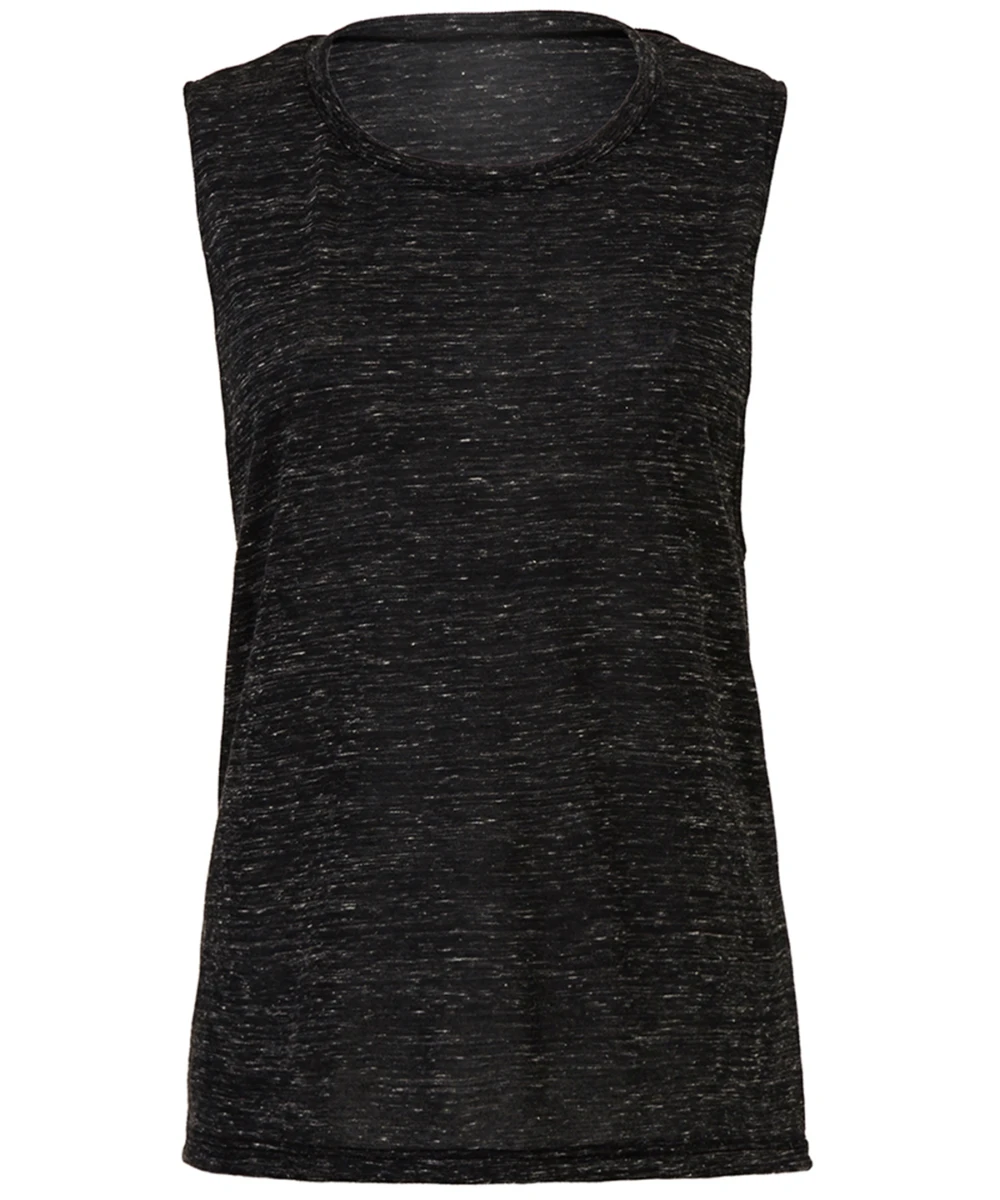 Flowy Scoop Muscle T-Shirt Black Marble