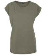 Women's extended shoulder tee in Olive