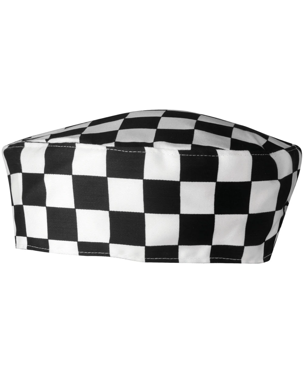 Chef's Skull Cap Black White Check