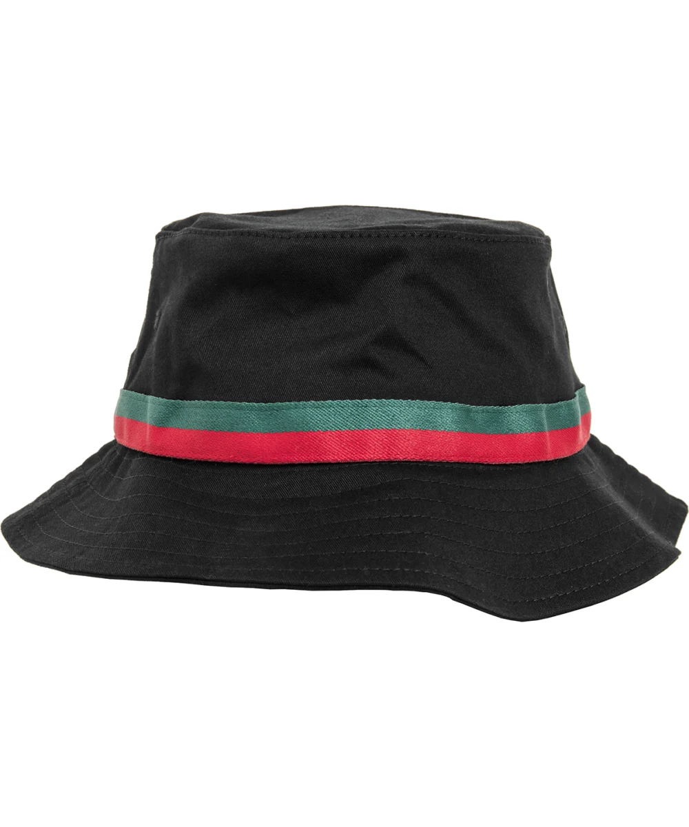Stripe Bucket Hat (5003S) Black Fire Red Green