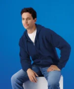 Gildan midweight full-zip hooded sweatshirt in navy